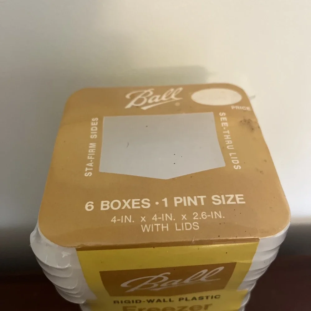 Vintage Ball Freezer Boxes 1 Pint Size with Lids Set Of 6, 1973 Sealed